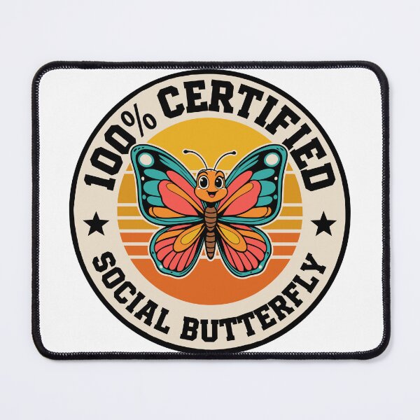 Item preview, 100% Certified Social Butterfly Retro Badge Design designed and sold by JPees.