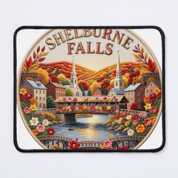 Item preview, Shelburne Falls Massachusetts USA Flower Bridge Village Embroidered Patch Sticker designed and sold by Imaginarium of Chaos falcon88 .