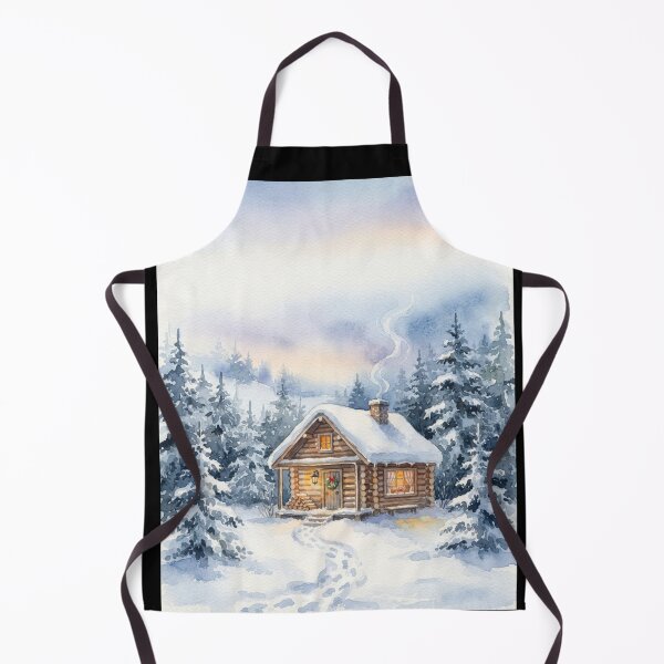 Item preview, Cozy Winter Cabin In Snow Watercolor Painting designed and sold by bvdesignart.