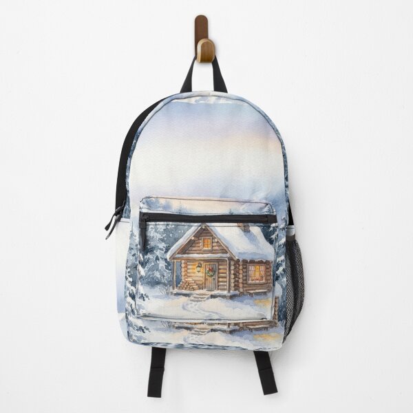 Item preview, Cozy Winter Cabin In Snow Watercolor Painting designed and sold by bvdesignart.
