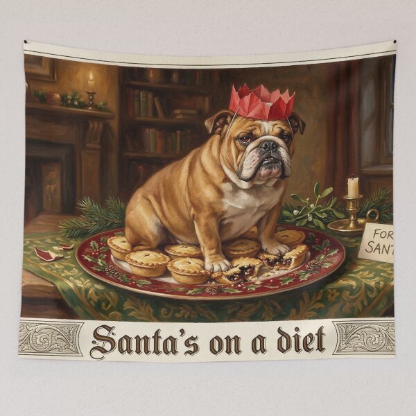 Item preview, Funny Christmas British Bulldog Mince Pies Holiday Illustration designed and sold by Englandbear.