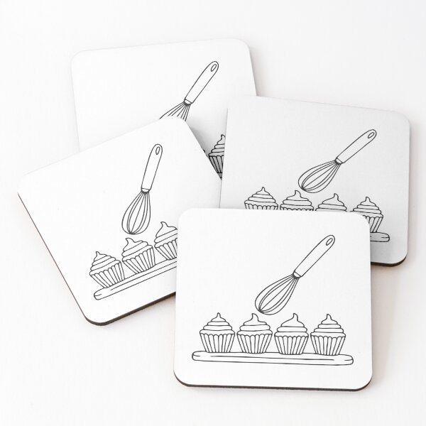 Item preview, A whisk beside a tray of cupcakes ready to be baked designed and sold by rasagamastore.