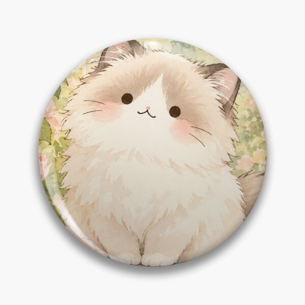 Item preview, Ragdoll Cat Among Pink and Cream Roses in a Cottage Garden designed and sold by AshiraCreations.