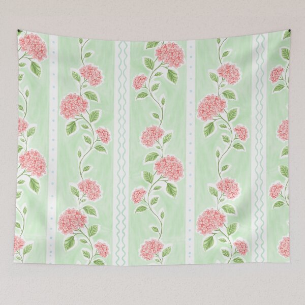 Item preview, Hydrangea Trail - Coral Mint designed and sold by Fabricatemyart.