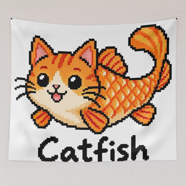Item preview, Catfish – Cute Retro Pixel Art Pun designed and sold by obstinator.