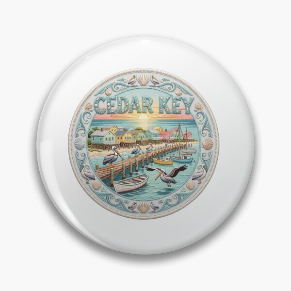 Item preview, Cedar Key Florida USA Gulf Coast Fishing Village Pier Embroidered Patch Sticker designed and sold by Imaginarium of Chaos falcon88 .