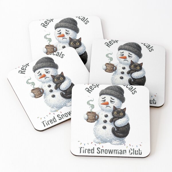 Item preview, Tired Snowman Club Respect The Locals Funny Christmas Black Cat Meh designed and sold by inkfluenceart.