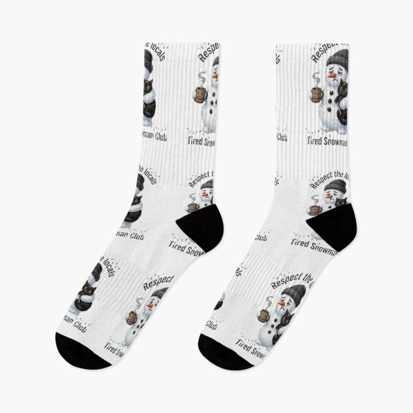 Item preview, Tired Snowman Club Respect The Locals Funny Christmas Black Cat Meh designed and sold by inkfluenceart.