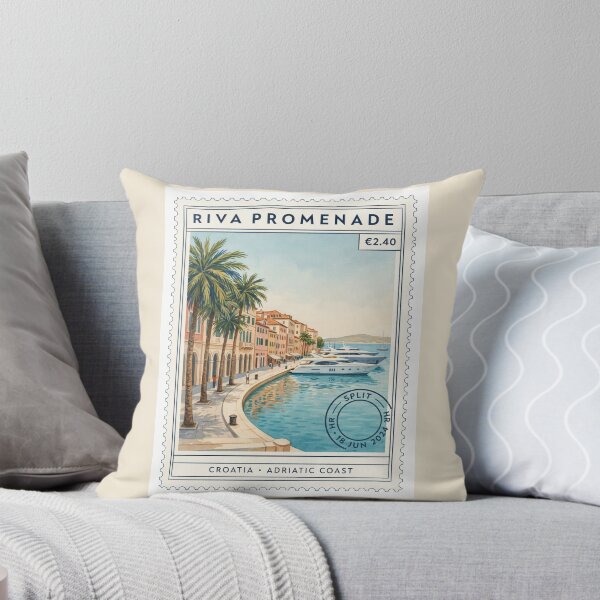 Item preview, Riva Promenade Split Croatia Coastal Stamp Art Sticker designed and sold by stickercuffs.