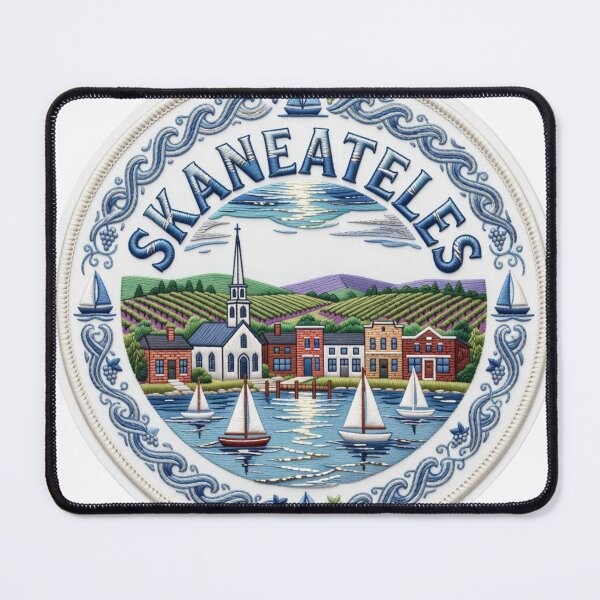 Item preview, Skaneateles New York USA Finger Lakes Lakeside Village Embroidered Patch Sticker designed and sold by Imaginarium of Chaos falcon88 .