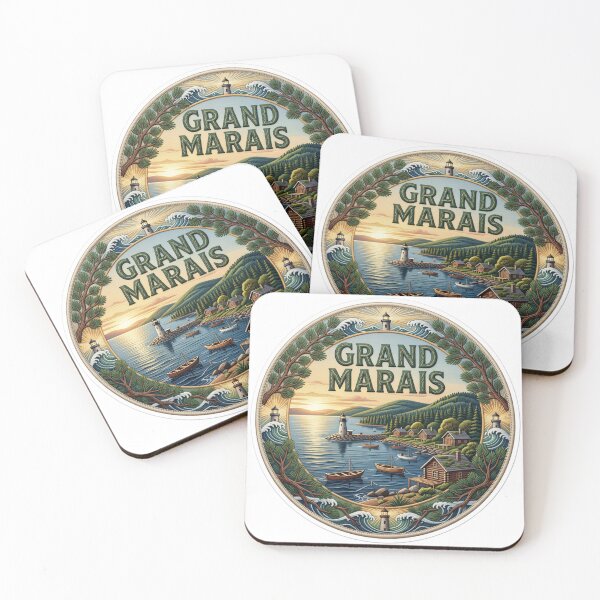 Item preview, Grand Marais Minnesota USA Lake Superior Lighthouse Village Embroidered designed and sold by Imaginarium of Chaos falcon88 .