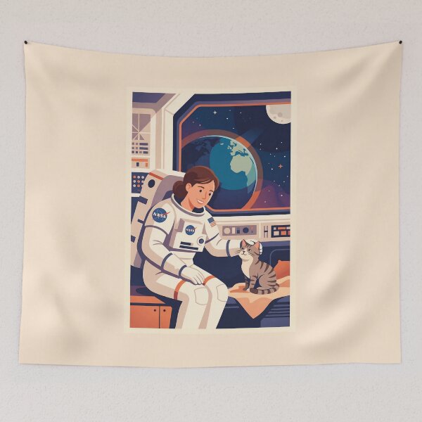 Item preview, NASA astronaut petting a cat designed and sold by WiseBow.