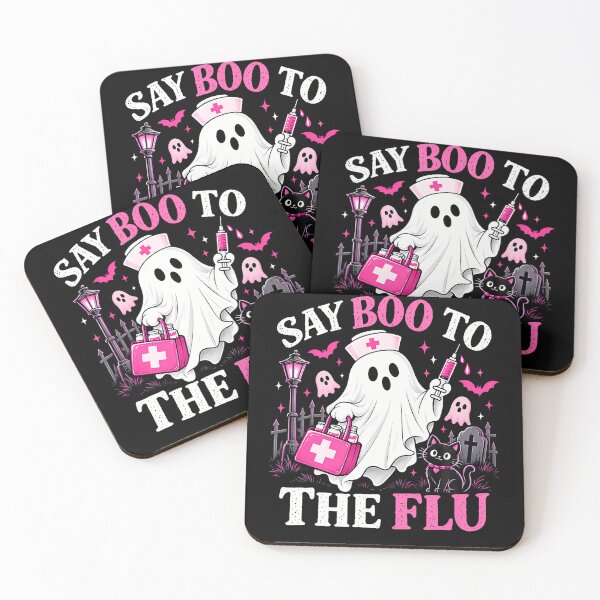 Item preview, Funny Pediatric Nurse Say Boo To The Flu Pink Ghost Design designed and sold by Alzasshop.