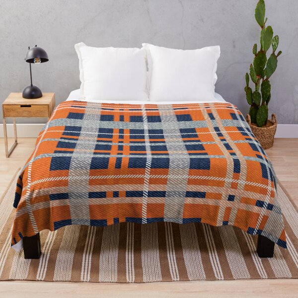 Item preview, Classic Orange Navy Checkered Fabric Pattern designed and sold by Jeffrey-Jeffrey.
