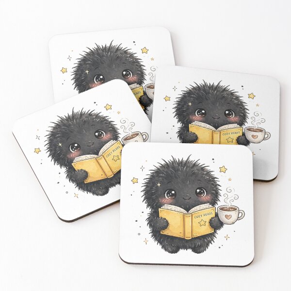 Item preview, Bookish Soot Sprite - Cute Reading Dust Sprite Sticker Example: Bookish Soot Sprite Reading Pink Book - Cute Book Lover Dust Sticker designed and sold by Raju-Creative.