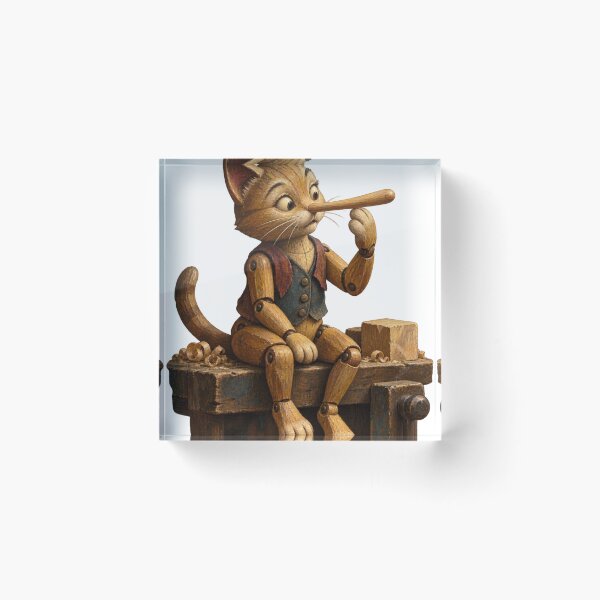 Item preview, Wooden Cat Puppet Discovers His Growing Nose designed and sold by Ocelot-T.