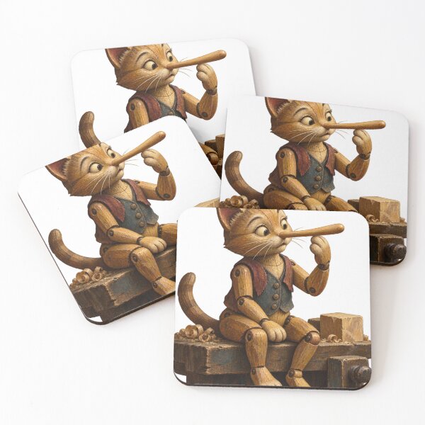 Item preview, Wooden Cat Puppet Discovers His Growing Nose designed and sold by Ocelot-T.