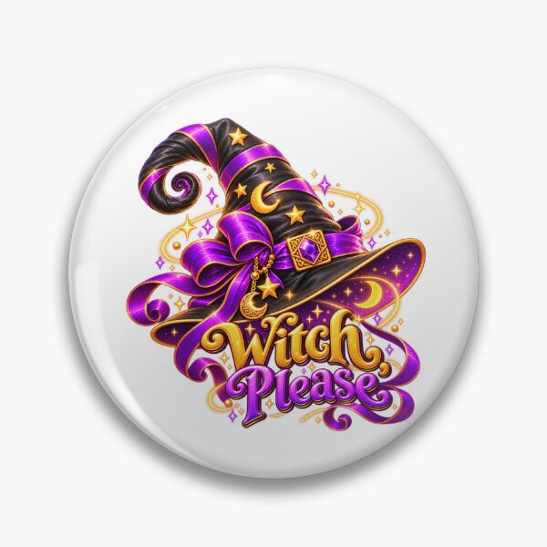 Item preview, Witch Please – Magical Purple and Gold Witch Hat designed and sold by The Cutting Room.
