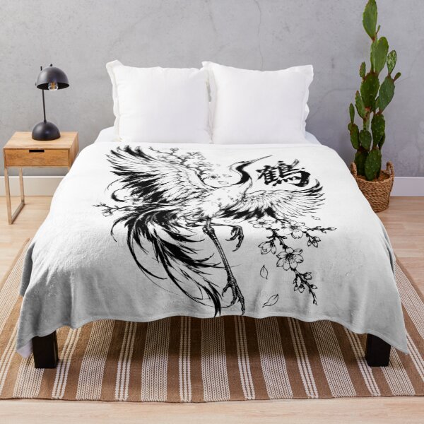 Item preview, Japanese Crane and Blossoms with Calligraphy designed and sold by bapupa.