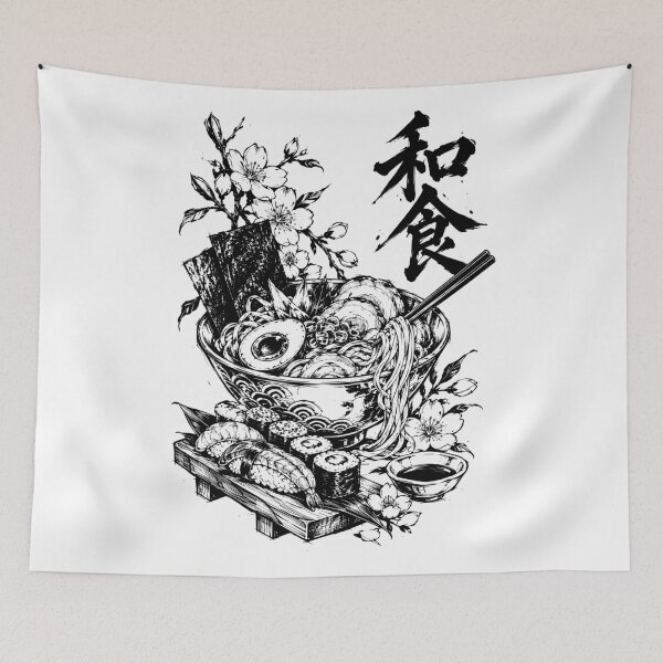 Aperçu de l'œuvre Cuisine japonaise monochrome Ramen créée et vendue par bapupa.