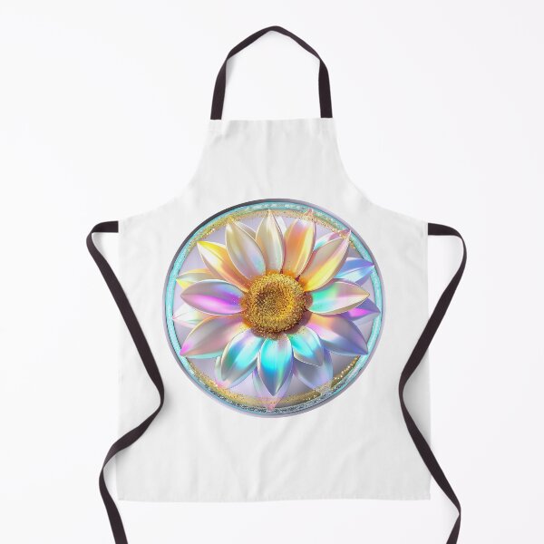 Item preview, Iridescent Holographic Sunflower Crystal Floral Emblem designed and sold by MinimalAurashop.