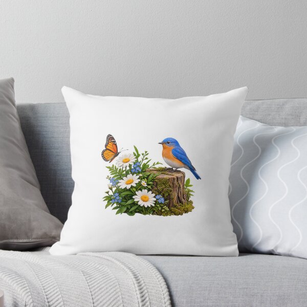 Item preview, Beautiful Bluebird and Butterfly with Wildflowers – Nature Lover Design designed and sold by Ishratparween11.