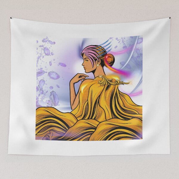 Item preview, Golden Fantasy Goddess Elegance - Mystical Celestial Portrait Art Print designed and sold by tinkeybabes.