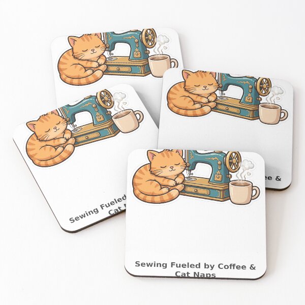 Item preview, Funny Sewing Cat Shirt — Sewing Fueled by Coffee and Cat Naps designed and sold by TMS-Studio.
