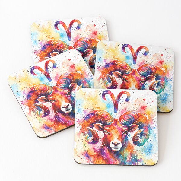Item preview, Aries Zodiac Ram Vibrant Watercolor Art March-April Birthday designed and sold by Clavivs.