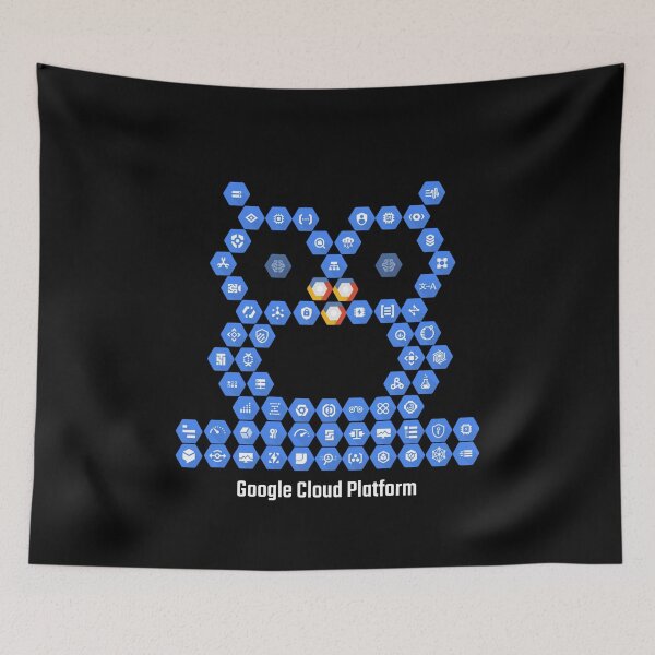 Aperçu de l'œuvre Éléments de Google Cloud Platform Owl - Sur fond noir créée et vendue par clubtee.