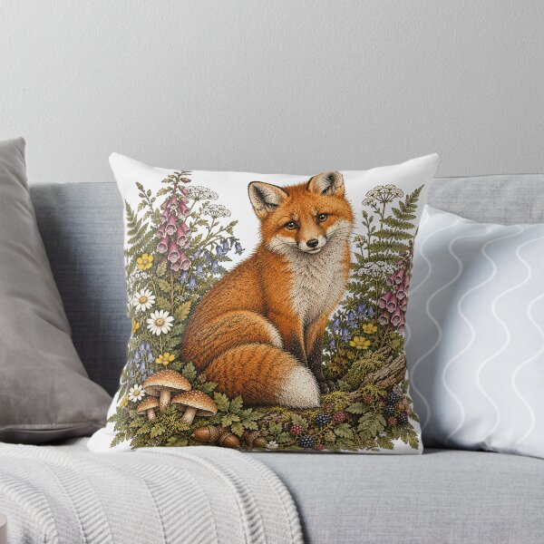 Item preview, Vintage Red Fox Woodland Wildflower Botanical Illustration designed and sold by lovepower.