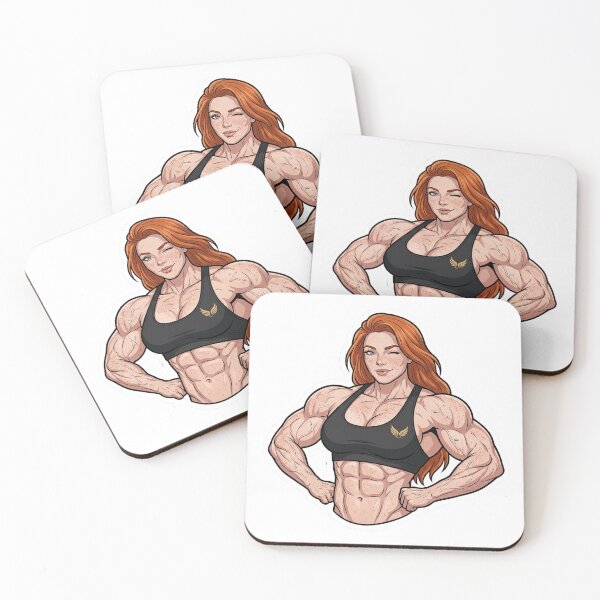 Item preview, Redhead Gym Girl Flexing Abs designed and sold by GymFamStore.