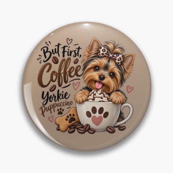 Item preview, But First Coffee - Cute Yorkie Puppuccino Dog Lover Art designed and sold by Yorkie Magic Studio .