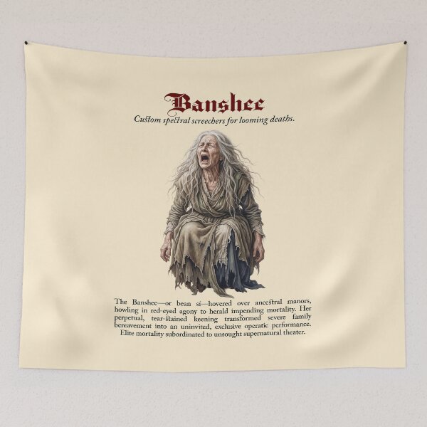 Item preview, Banshee Art Print: Celtic Bean Si Folklore Screaming Crone designed and sold by FreiherrPK.