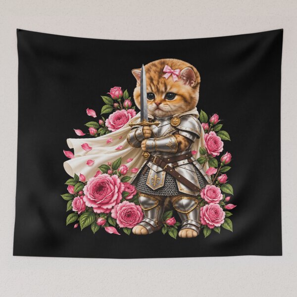 Item preview, Cat Knight With Roses Cute Kitten designed and sold by dexlawpie.