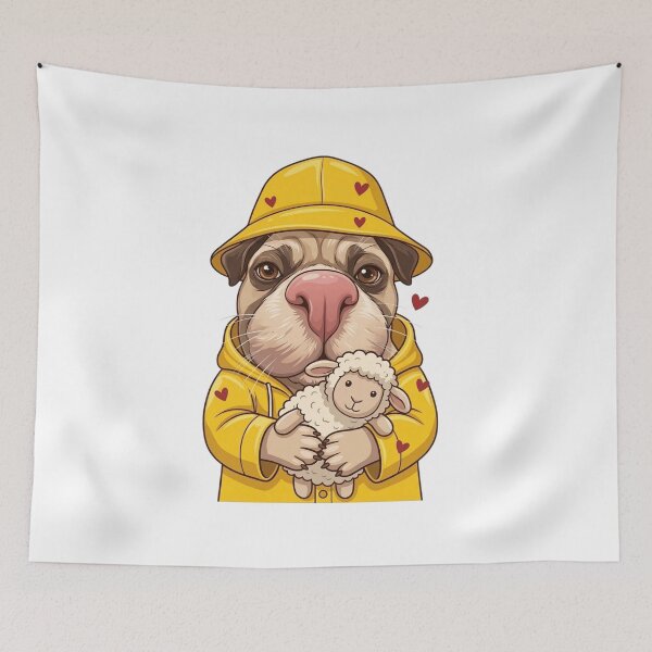 Item preview, Safe and Dry--Cute Pug & Lamb designed and sold by Angel & Mortimer .