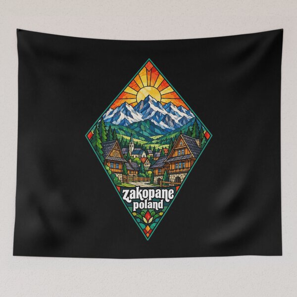 Item preview, Zakopane Tatry Mountains Poland Travel Stained Glass Art designed and sold by TomFrontierArt.