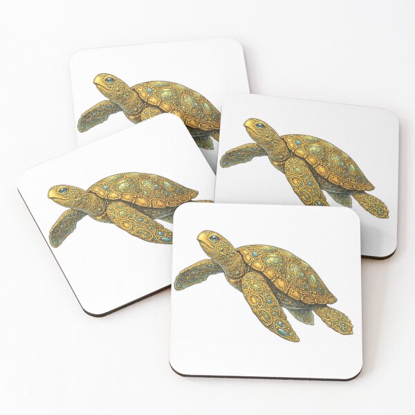 Item preview, Golden Sea Turtle | Glowing Gold Ocean Art | Golden Ocean Glow Collection designed and sold by Zaru Art Studio.