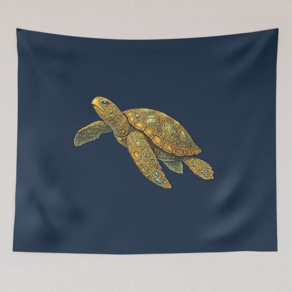 Item preview, Golden Sea Turtle | Glowing Gold Ocean Art | Golden Ocean Glow Collection designed and sold by Zaru Art Studio.