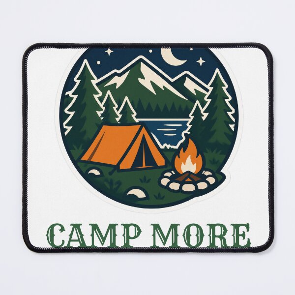 Item preview, Camp More Worry Less – Retro Camping Badge designed and sold by PunktLE.