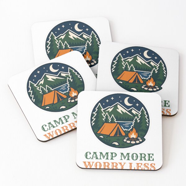 Item preview, Camp More Worry Less – Retro Camping Badge designed and sold by PunktLE.
