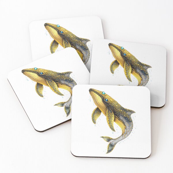 Item preview, Golden Whale | Celestial Ocean Animal Art | Golden Ocean Glow Collection designed and sold by Zaru Art Studio.