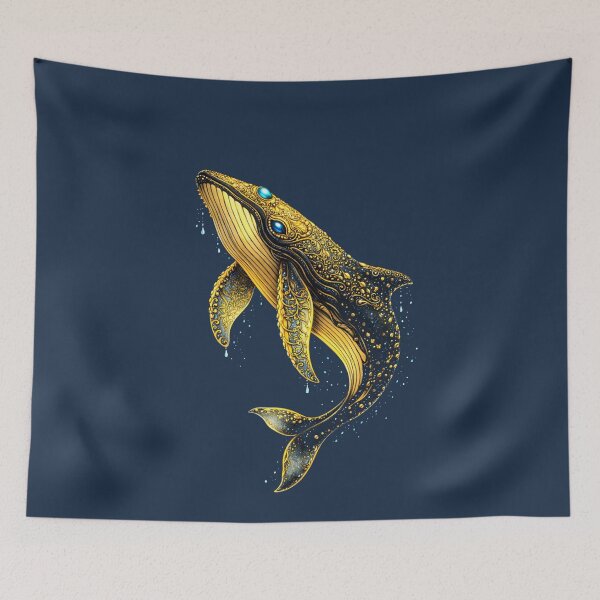 Item preview, Golden Whale | Celestial Ocean Animal Art | Golden Ocean Glow Collection designed and sold by Zaru Art Studio.