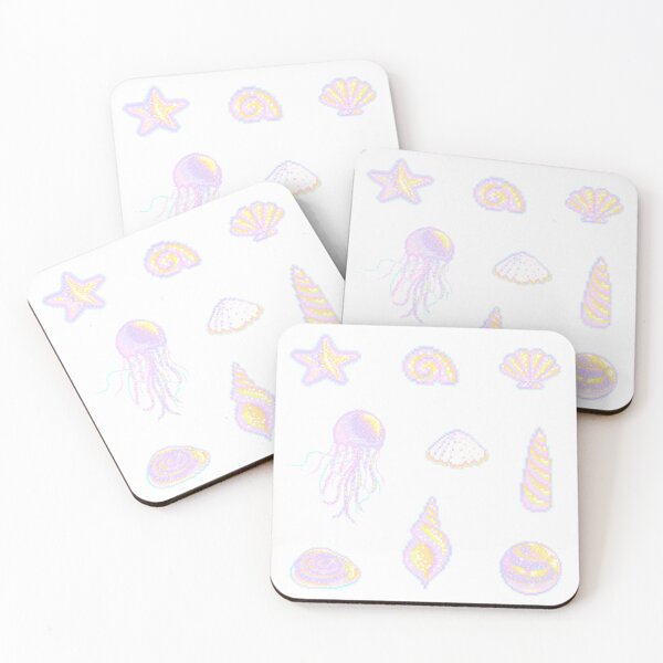 Item preview, Pastel Holographic Beach-Themed Pixel Sticker Pack designed and sold by EveKrystall.