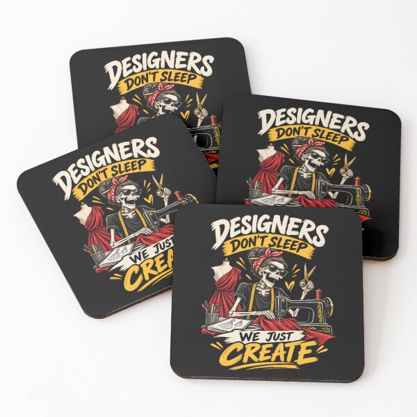 Item preview, Designers Don't Sleep – Funny Skeleton Fashion Designer Sewing designed and sold by SidTastic .