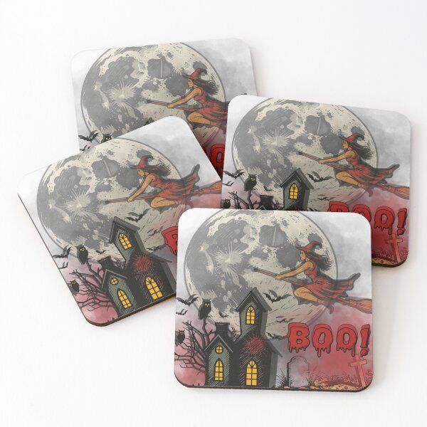 Item preview, Spooky Haunted House Witch BOO - Retro Halloween Art Print designed and sold by tinkeybabes.