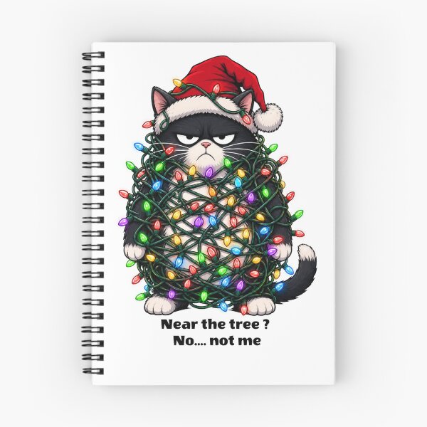 Item preview, Funny Grumpy Tuxedo Cat Tangled In Christmas Lights designed and sold by Caj77.