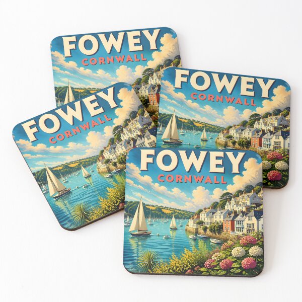 Item preview, Fowey Cornwall – Vintage Sailing Harbour Travel Poster designed and sold by LSVart.