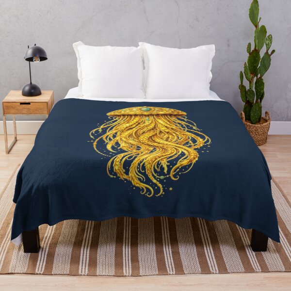 Item preview, Glowing Golden Jellyfish | Fantasy Ocean Creature Art | Golden Ocean Glow Collection designed and sold by Zaru Art Studio.