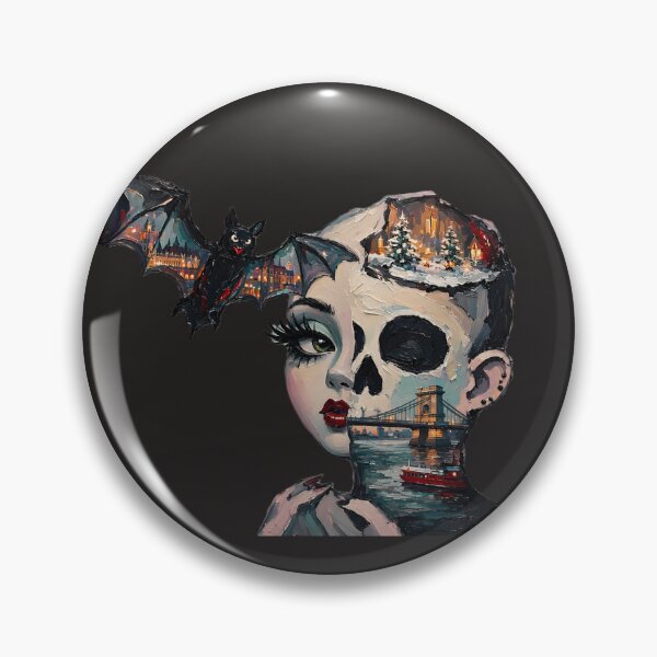 Item preview, Budapest Gothic Surrealism – Chain Bridge Skull & Winter Night Fantasy designed and sold by LujziWorld.